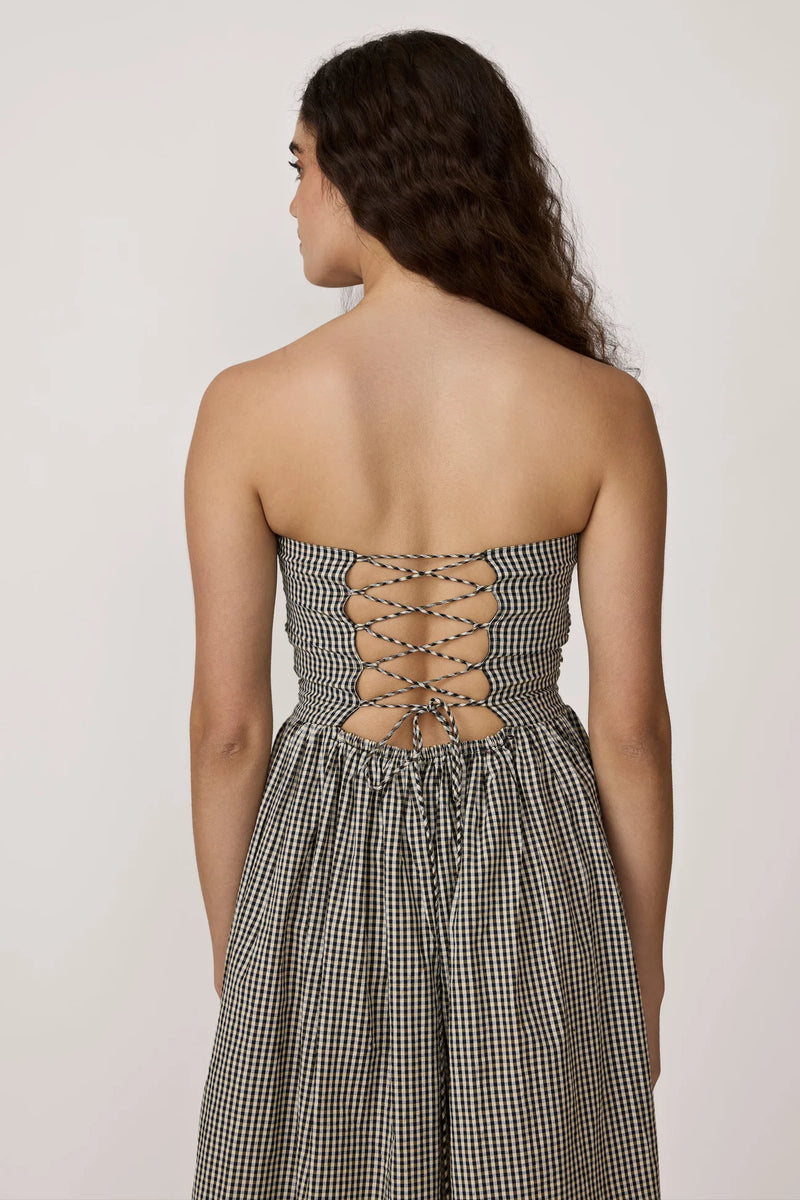 Strapless Tie Back Dress Gingham