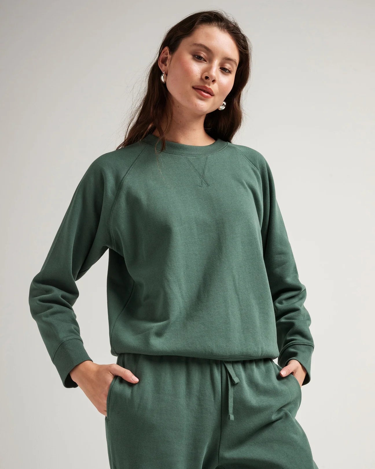 Recycled Fleece Sweatshirt in Sage Leaf | Richer Poorer