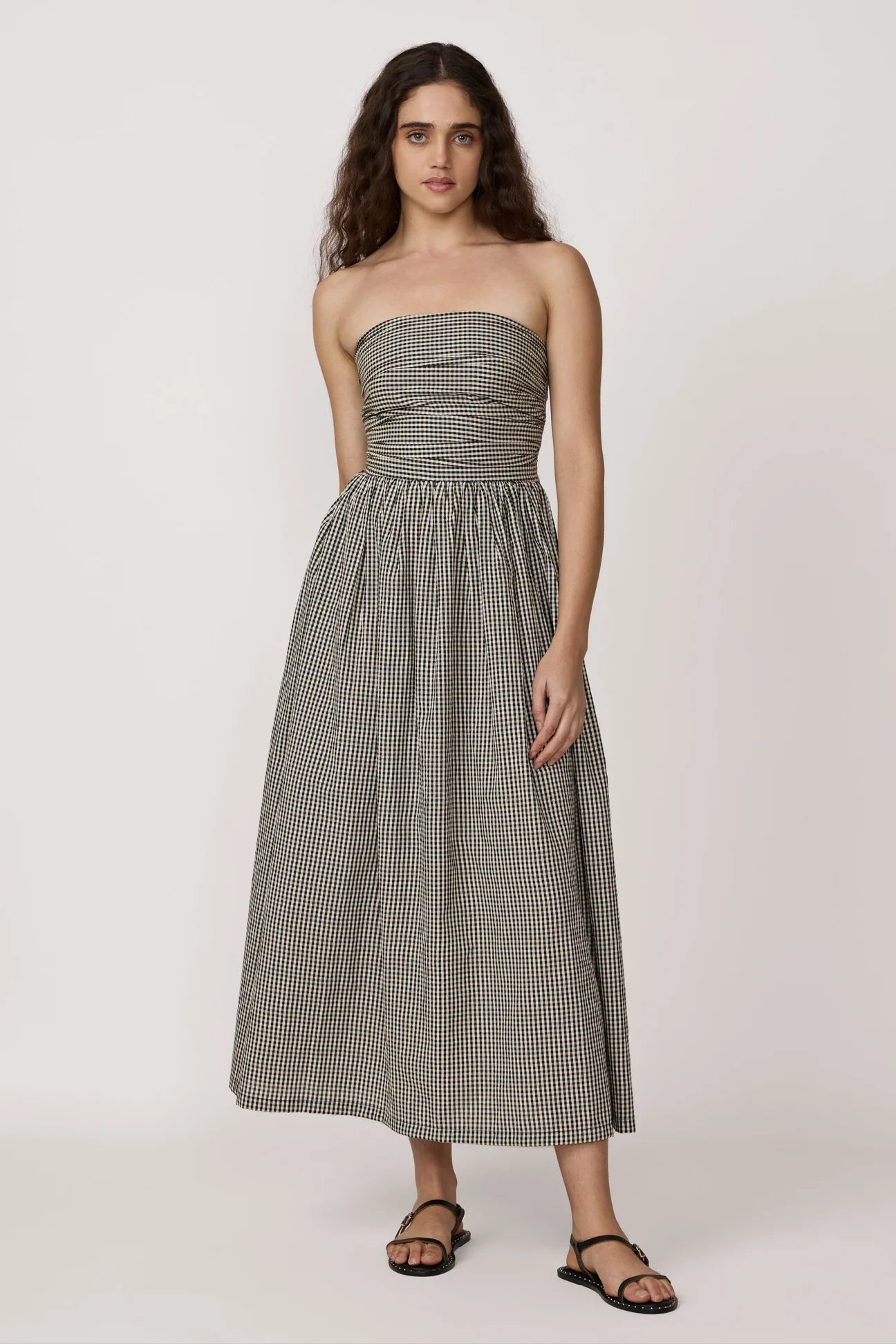 Strapless Tie Back Dress Gingham