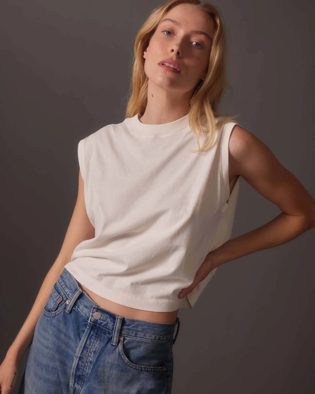 Relaxed Muscle Tee in Bone | Richer Poorer