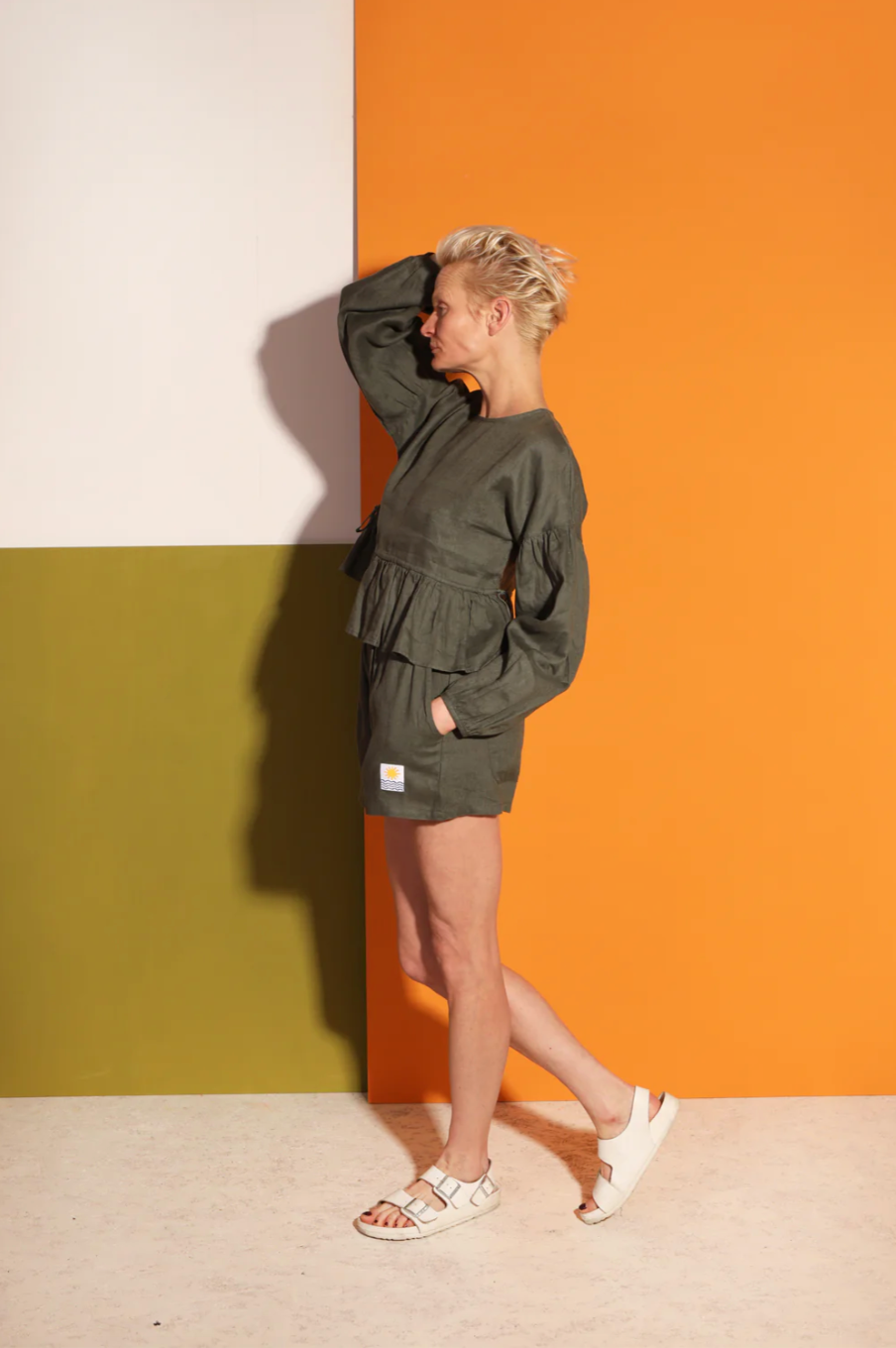 Basic Linen Shorts in Moss | LF Markey