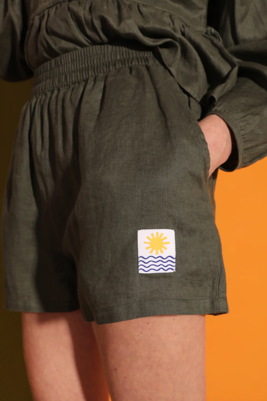 Basic Linen Shorts in Moss | LF Markey