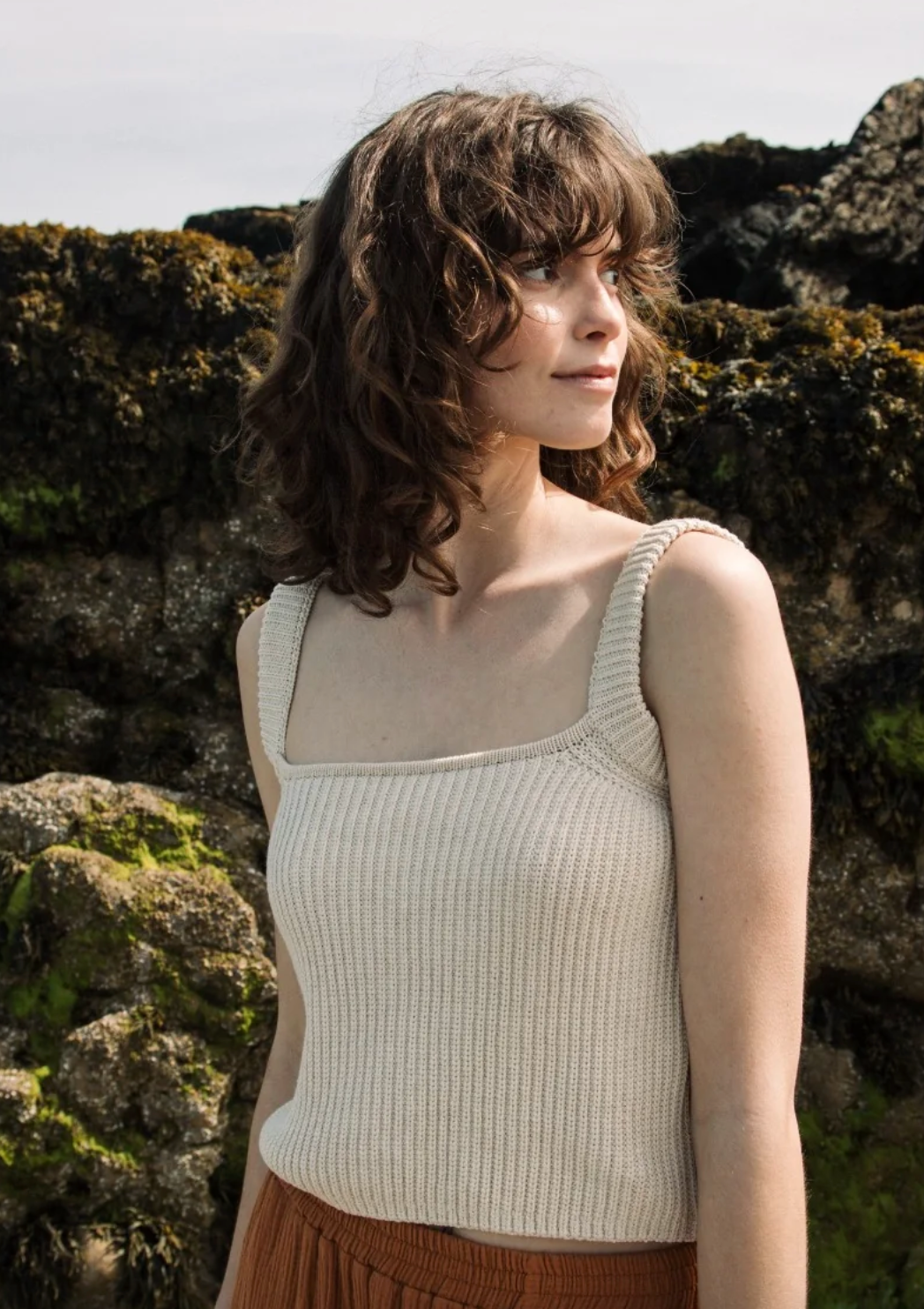 Terina Knit Vest in Sand Marl | Beaumont Organic