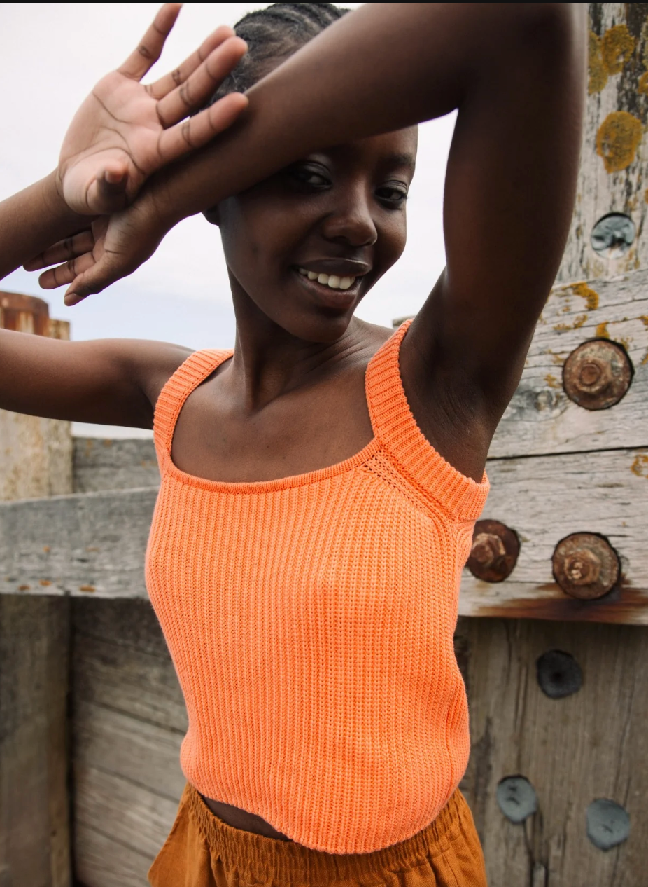 Terina Knit Vest in Apricot| Beaumont Organic