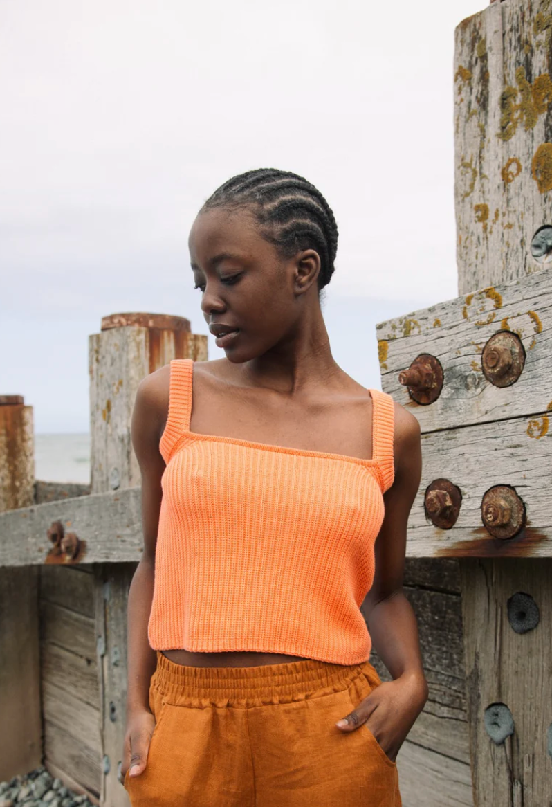 Terina Knit Vest in Apricot| Beaumont Organic
