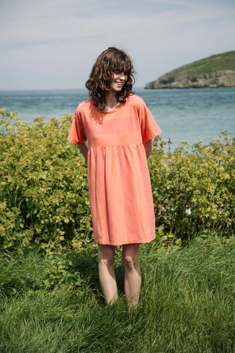 Lois-Sue Dress in Coral & Apricot | Beaumont Organic