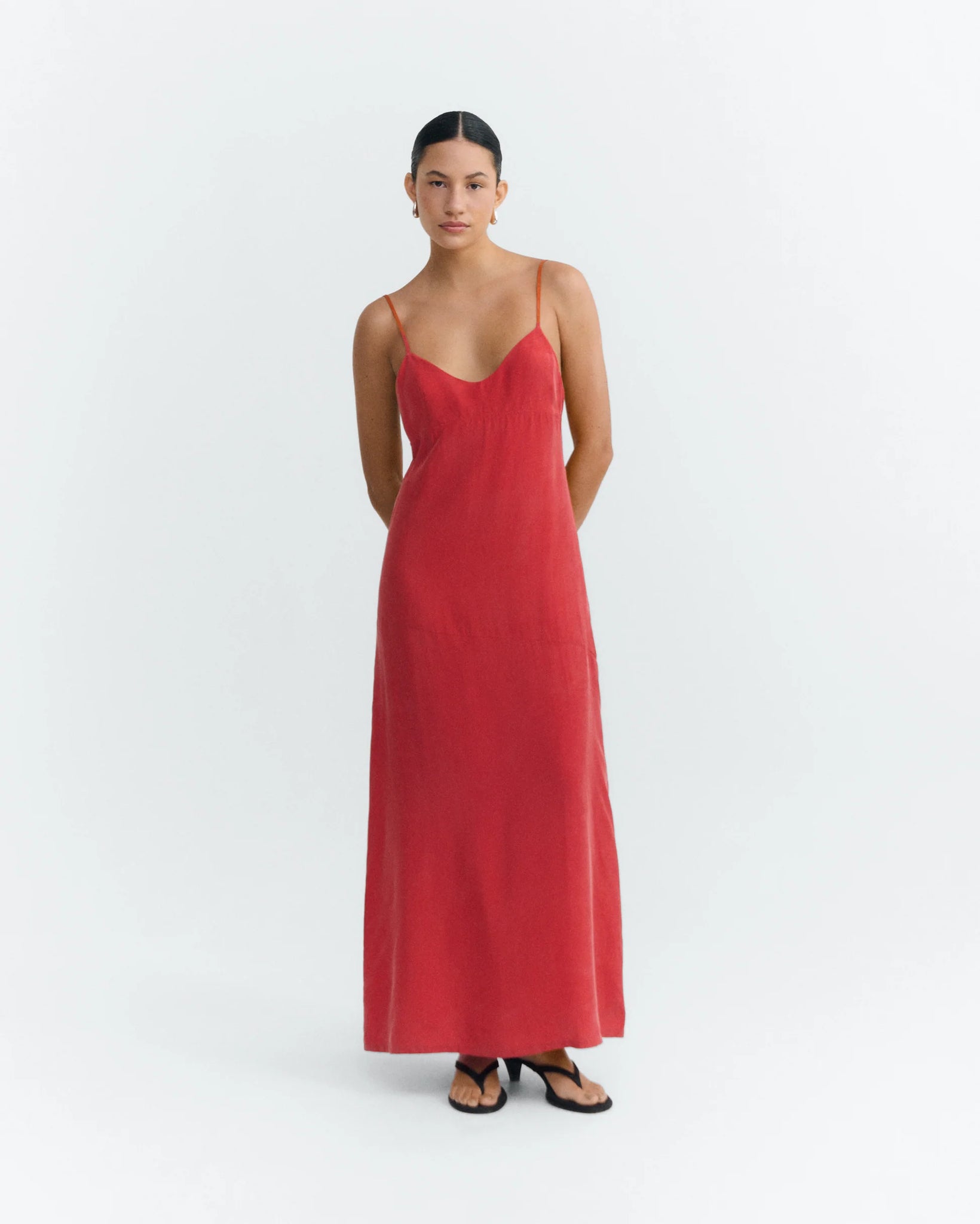 Long red cupro dress Dina