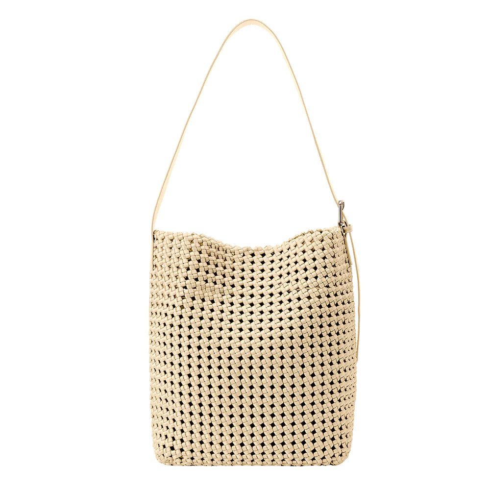 Woven Nylon Shoulder Tote in Yellow | Melie Bianco